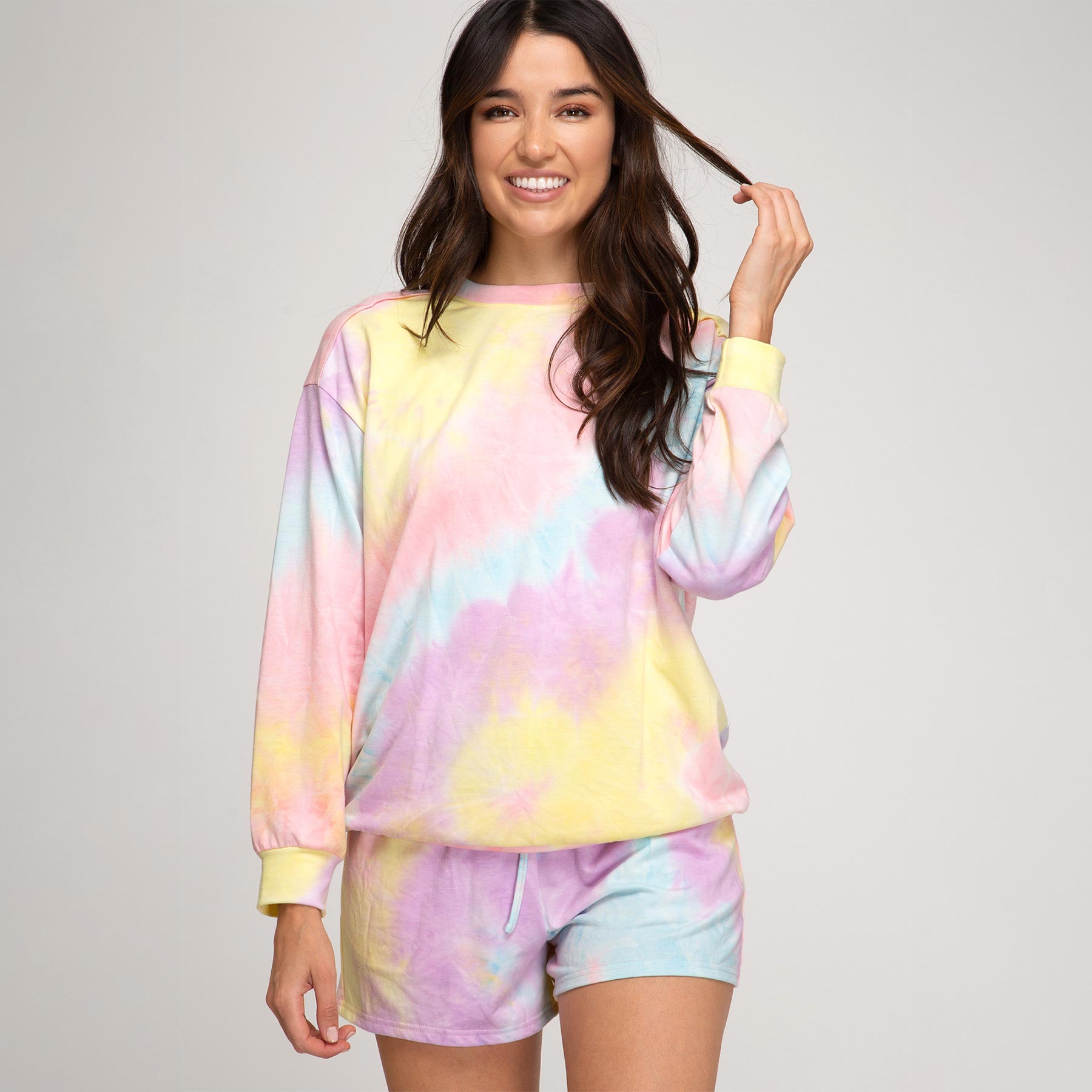 She + Sky Pastel Tie-Dyed Terry Shorts