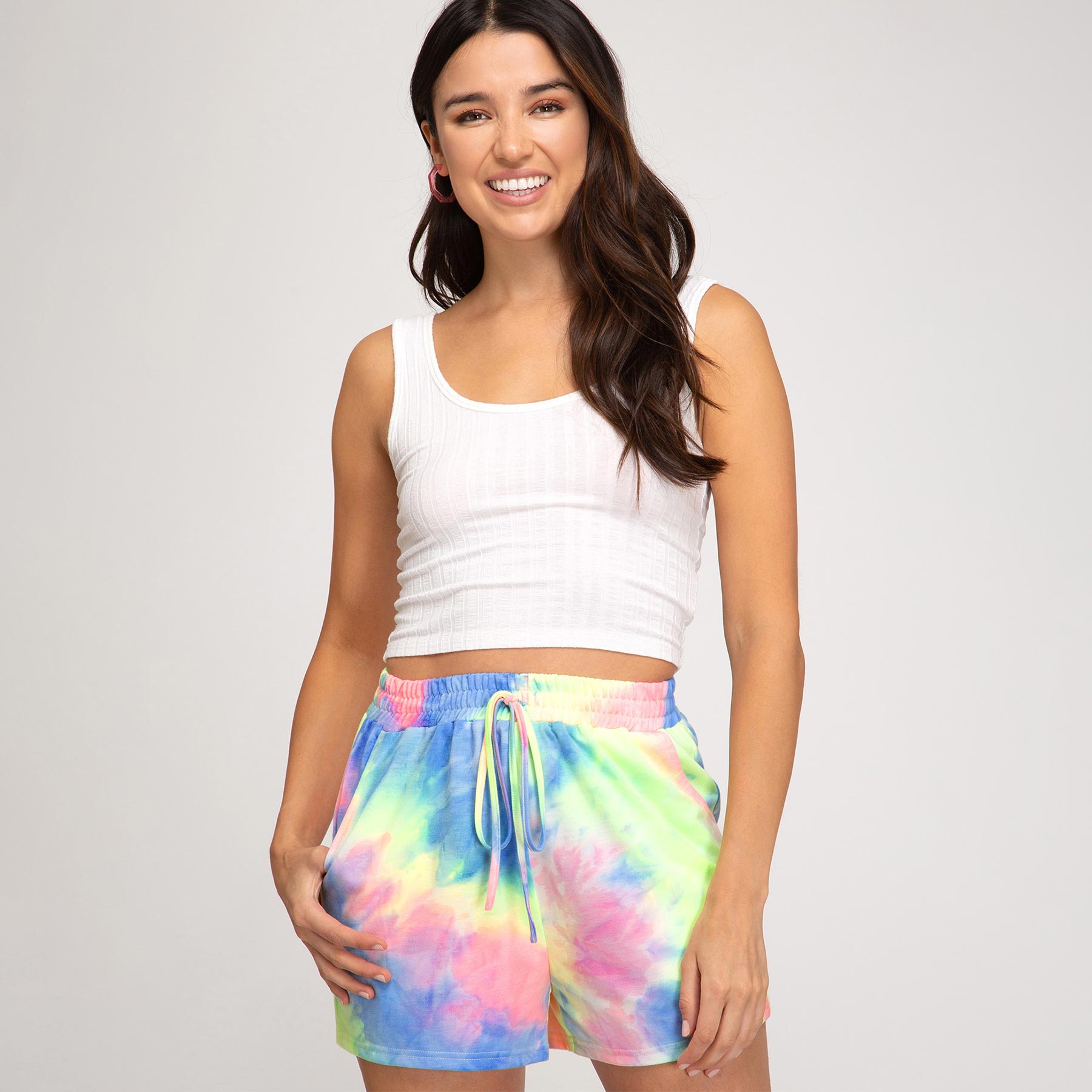 She + Sky Pastel Tie-Dyed Terry Shorts