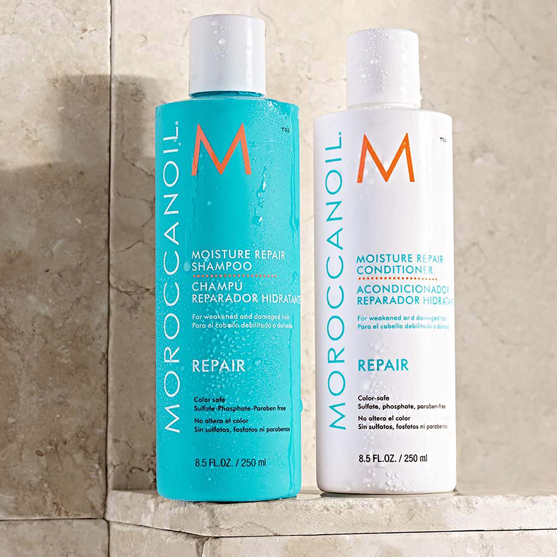 Moroccanoil Moisture Repair Shampoo and Conditioner, 8.5 Fluid Ounces / 250 Milliliters.
