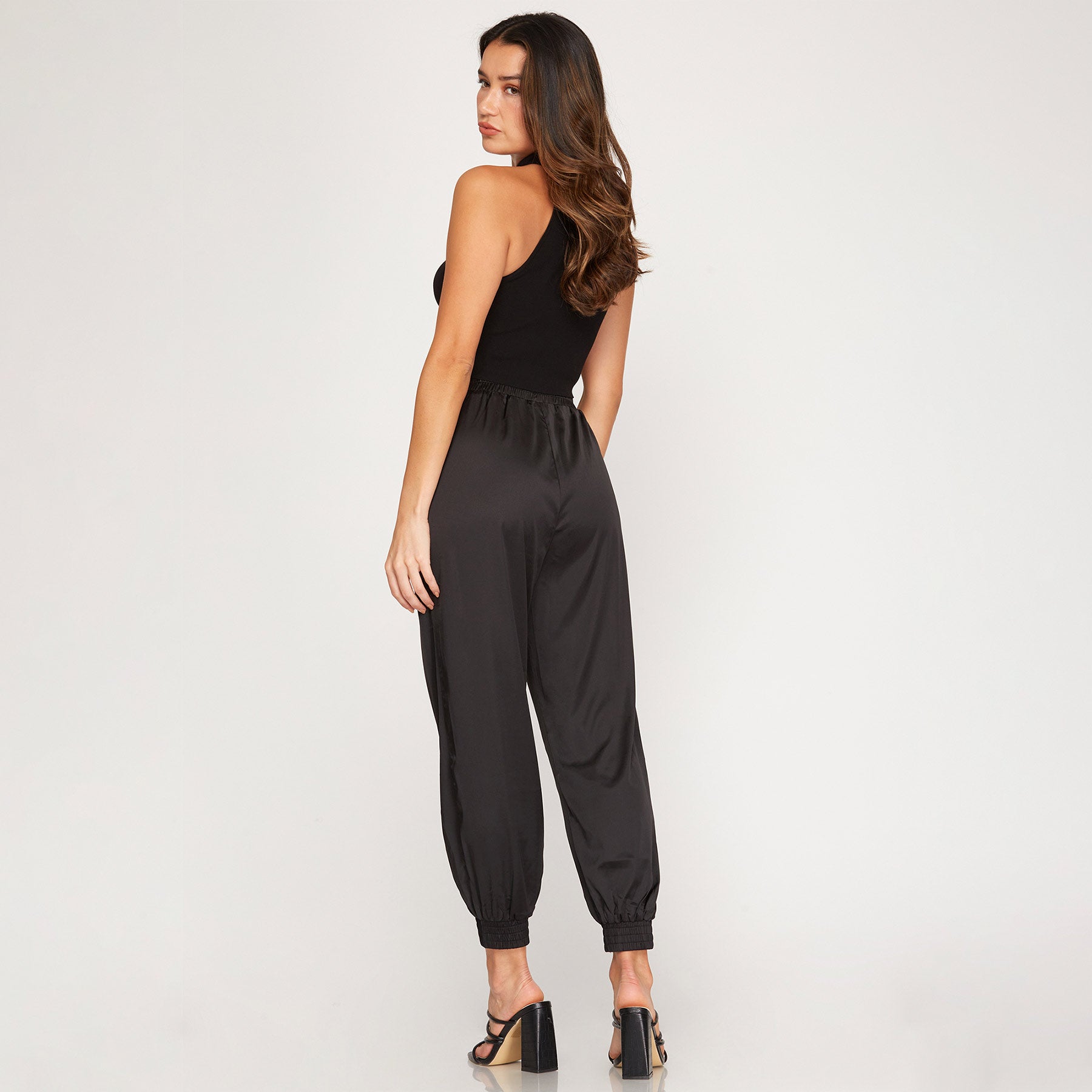 Black satin joggers outlet womens